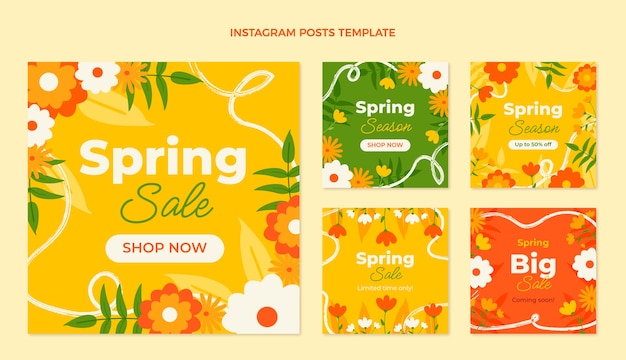Raccolta di post instagram primavera piatta