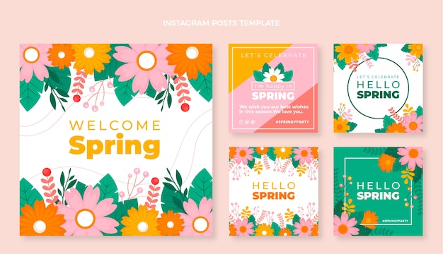 Raccolta di post instagram primavera piatta