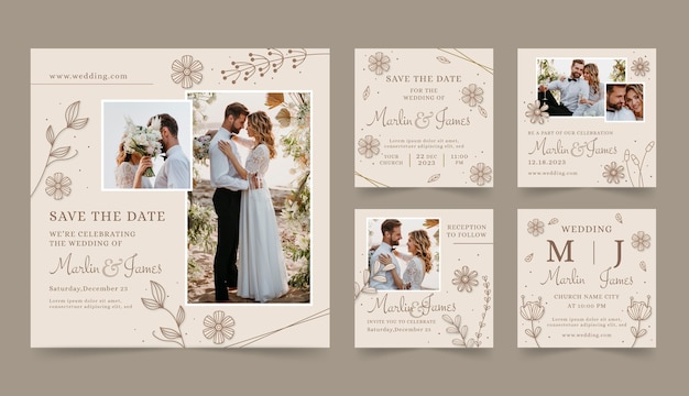 Raccolta di post su Instagram per la celebrazione del matrimonio