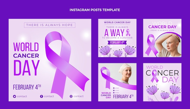 Raccolta di post su Instagram per la giornata mondiale del cancro sfumata