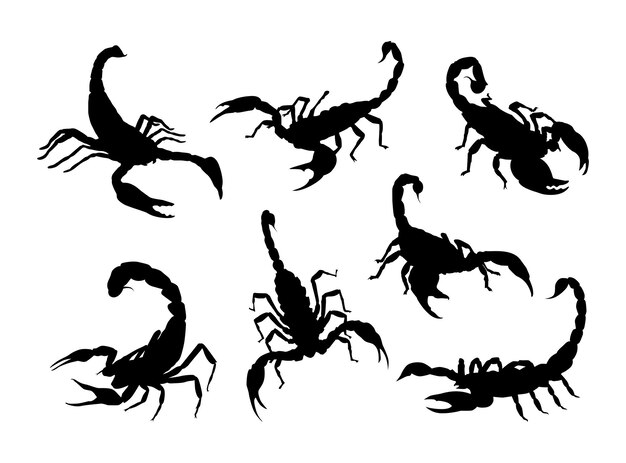 raccolta di set di silhouette di scorpione vettoriale