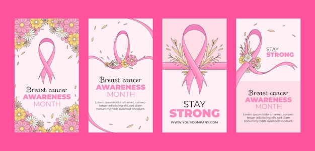 Raccolta di storie di instagram del mese di consapevolezza del cancro al seno