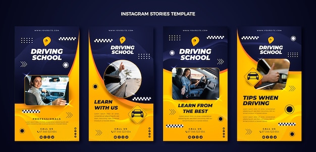 Raccolta di storie di instagram della scuola guida gradiente