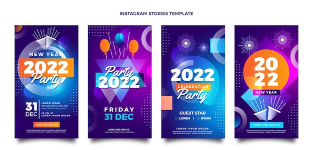 Raccolta di storie di instagram di capodanno sfumato