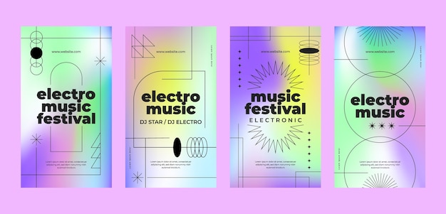 Raccolta di storie di instagram di eventi di musica elettronica
