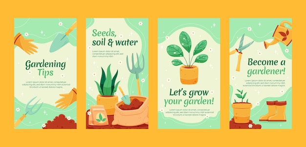 Raccolta di storie di instagram di giardinaggio e coltivazione