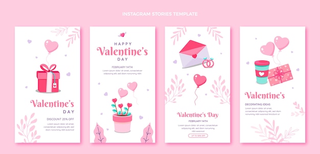 Raccolta di storie di instagram di san valentino piatto