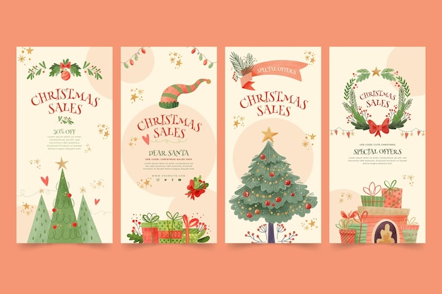 Raccolta di storie di instagram di vendita di natale