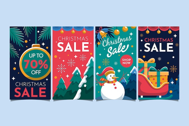 Raccolta di storie di instagram di vendita di natale