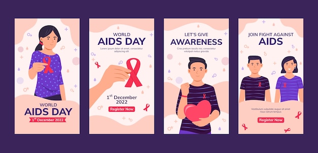 Raccolta di storie di instagram in ricordo della giornata mondiale contro l'aids