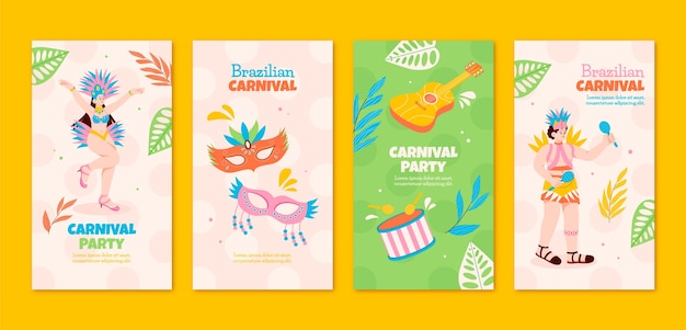 Raccolta di storie di instagram per feste di carnevale e celebrazioni