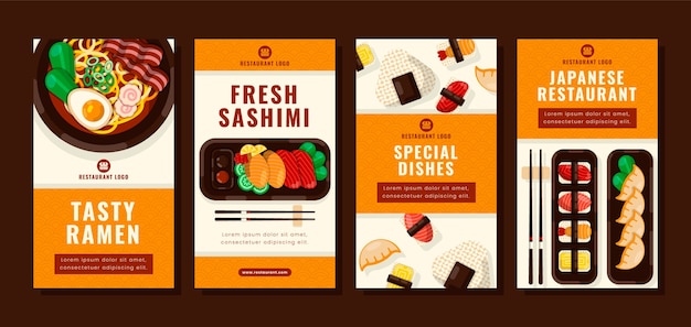 Raccolta di storie di Instagram per un ristorante giapponese tradizionale