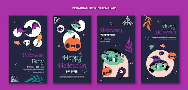 Raccolta di storie piatte su instagram di halloween