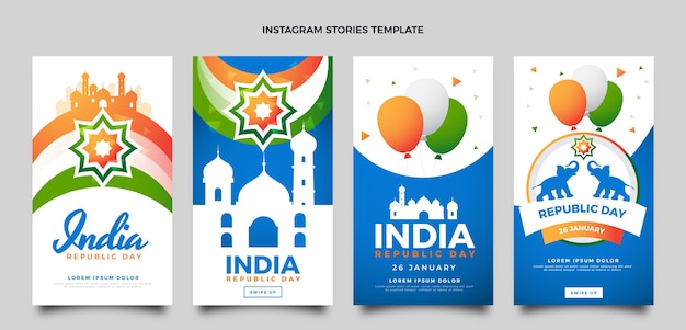 Raccolta di storie su Instagram per la festa della repubblica sfumata