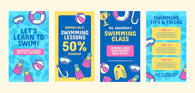 Raccolta di storie su Instagram per lezioni di nuoto