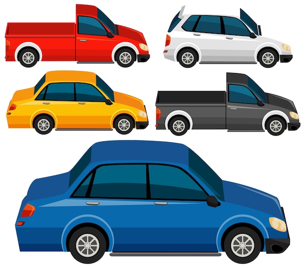 Raccolta di vettore di varie automobili