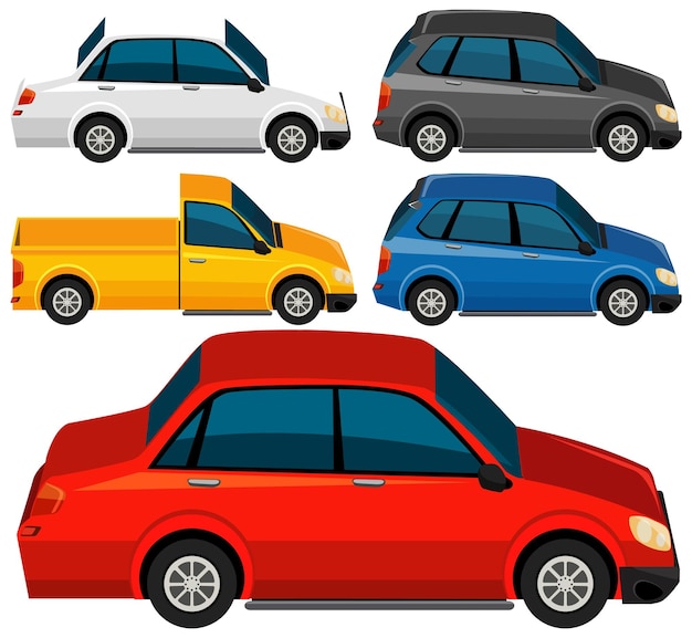 Raccolta di vettore di varie automobili