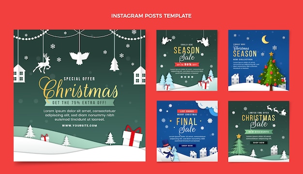 Raccolta realistica di post di instagram di natale