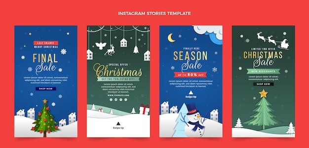 Raccolta realistica di storie di instagram di natale