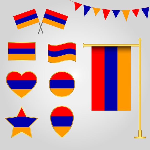 raccolta vettoriale di emblemi e icone della bandiera dell'Armenia Europa in diverse forme