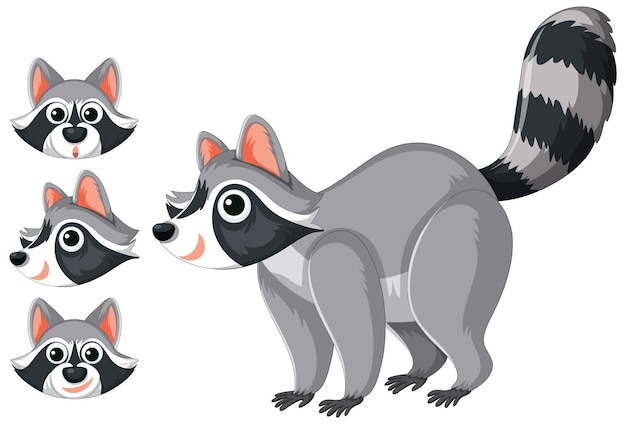 Raccoon in stile cartone animato vettoriale