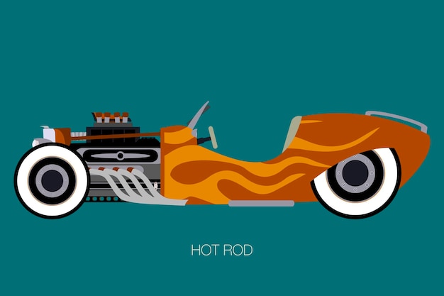 Race hot rodvector vista laterale hot rod dell'auto