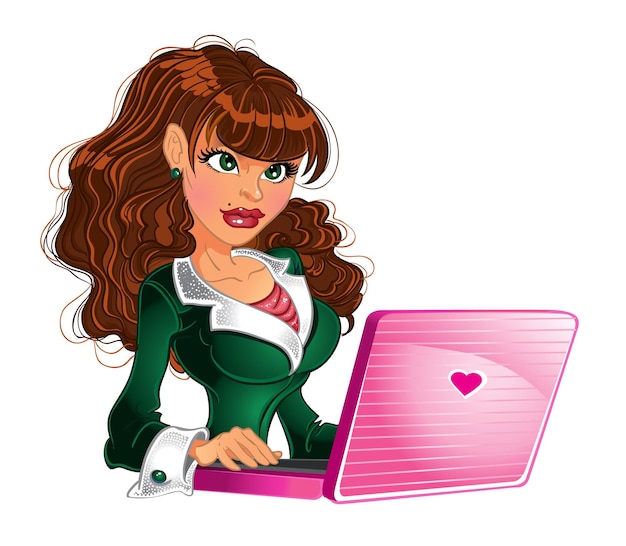 Ragazza bruna sul computer