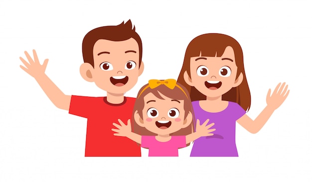 Ragazza carina felice del bambino con mamma e papà