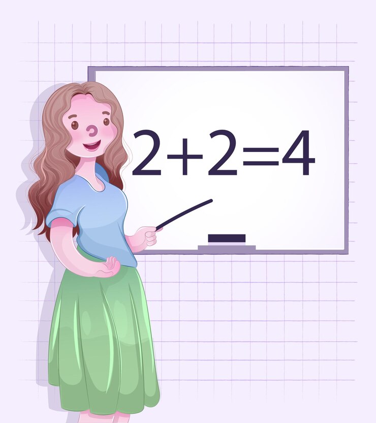 Ragazza carina insegnante di matematica icona vettore illustrazione persone oggetto icona concetto isolato vettore premium