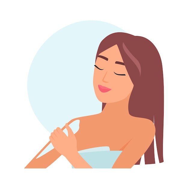 Ragazza che applica la crema spf sulle braccia