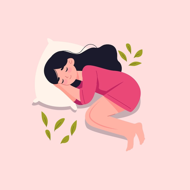 Vettore ragazza che dorme illustrazione vettoriale in uno stile piatto giorno di sonno
