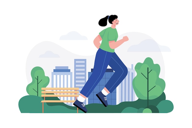 Ragazza che fa jogging concetto di illustrazione