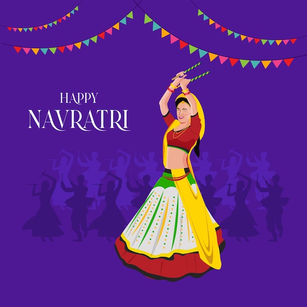 Ragazza che gioca Garba Navratri Vector