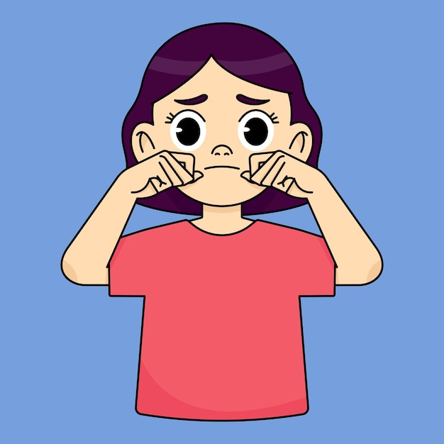Ragazza che si asciuga le lacrime piange e è triste, fa il muso e è sconvolta.