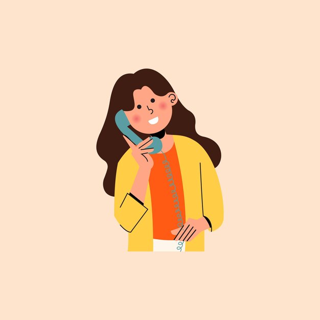Ragazza che usa un telefono per chiamare illustrazione vettoriale