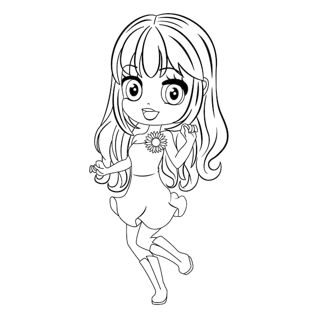 Ragazza Chibi danzante per la pagina da colorare