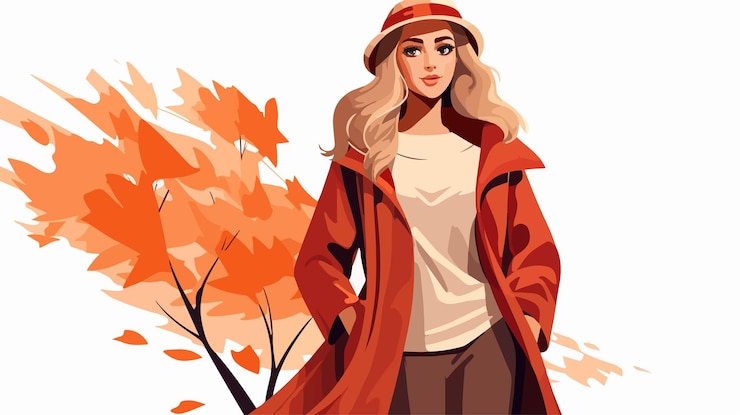 Vettore ragazza chic in abbigliamento autunnale all'aperto