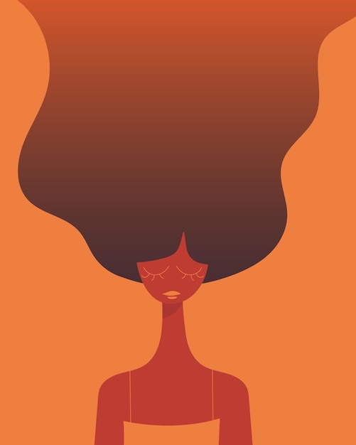 Ragazza con i capelli lunghi illustrazione piatta vettoriale