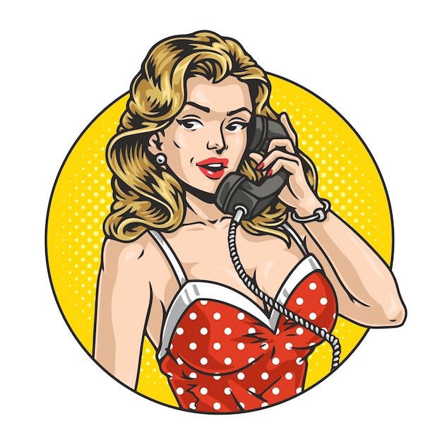 Ragazza con il telefono volante colorato