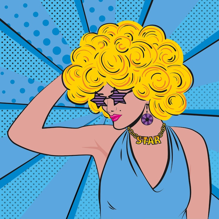 Vettore ragazza in discoteca illustrazione vettoriale in stile pop art una foto della serie super star