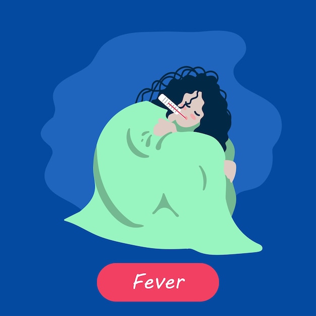 Ragazza malata che si avvolge in una coperta verde