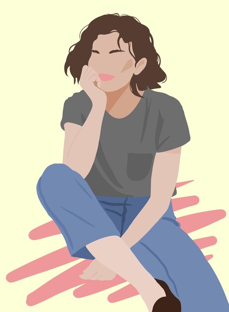 Ragazza senza volto seduta in jeans ritratto senza volto Copertina di stampa