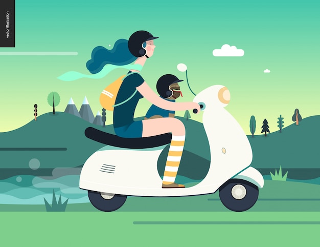 Ragazza su uno scooter