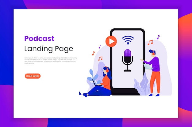 Ragazze e ragazzi che ascoltano la pagina di destinazione dei podcast
