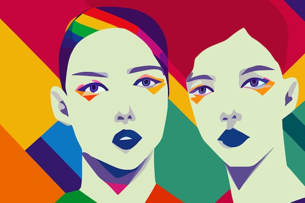 Ragazze lgbt contro l'illustrazione della discriminazione dei diritti umani