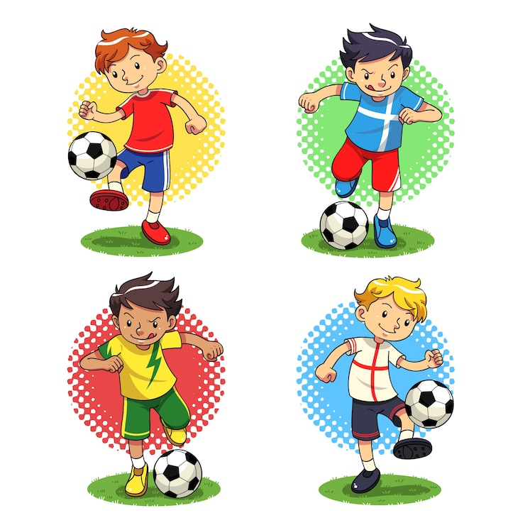 Vettore ragazzi di calcio