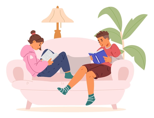 Ragazzi e ragazze adolescenti che leggono libri insieme