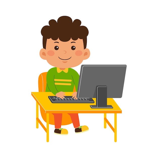 ragazzo carino usa il computer