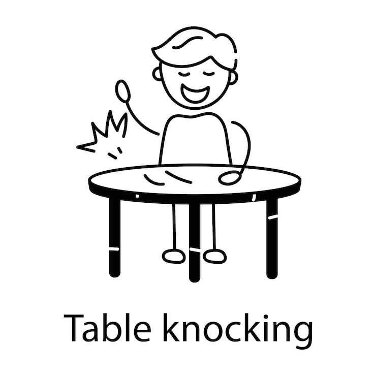 Vettore ragazzo che colpisce il tavolo, icona dello stile doodle