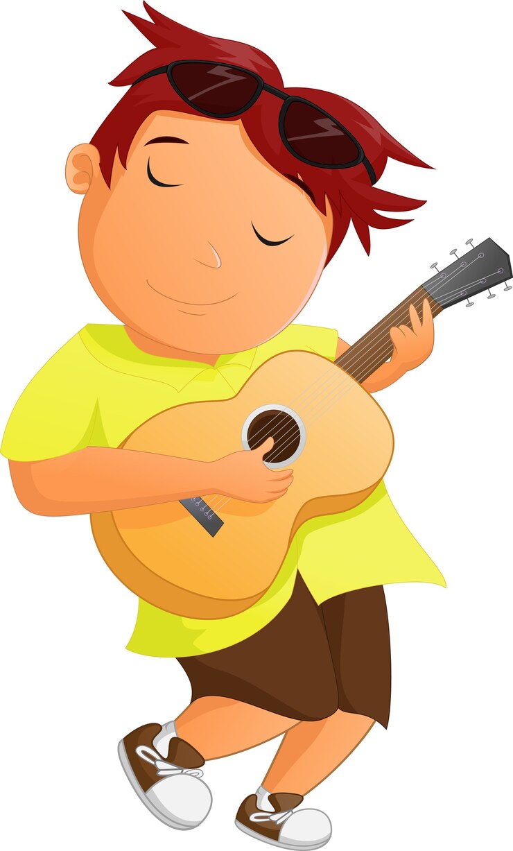 Vettore ragazzo che suona la chitarra